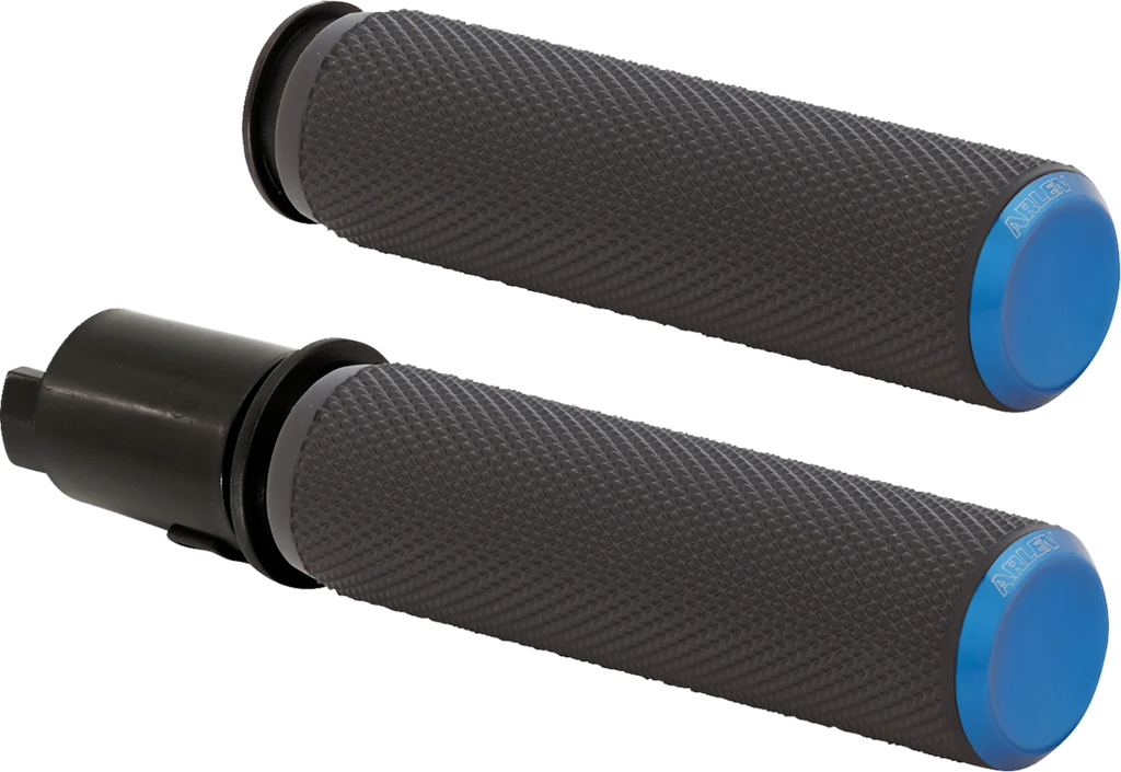 Arlen Ness Grips - Knurled - TBW - Blue 500-053 - Main Product View