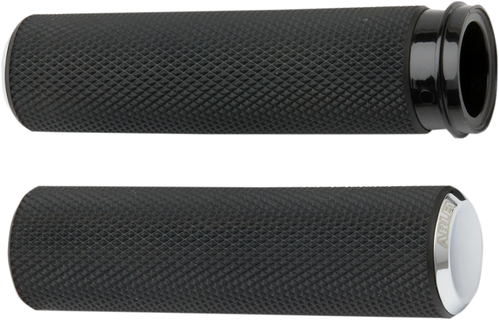 Arlen Ness Grips - Knurled - TBW - Chrome 07-326 - Main Product View