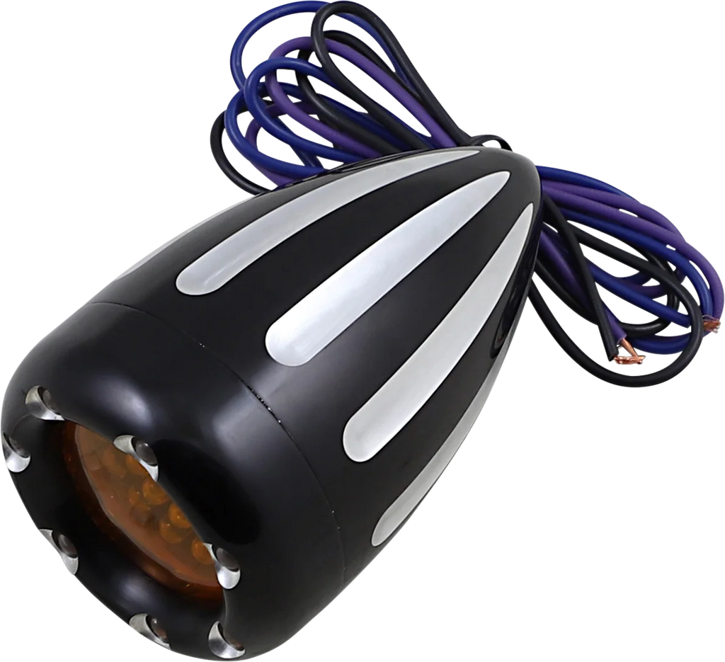 Arlen Ness LED Deep Cut Signals - Black/Amber - Amber Ring 12-753 - Main Product View