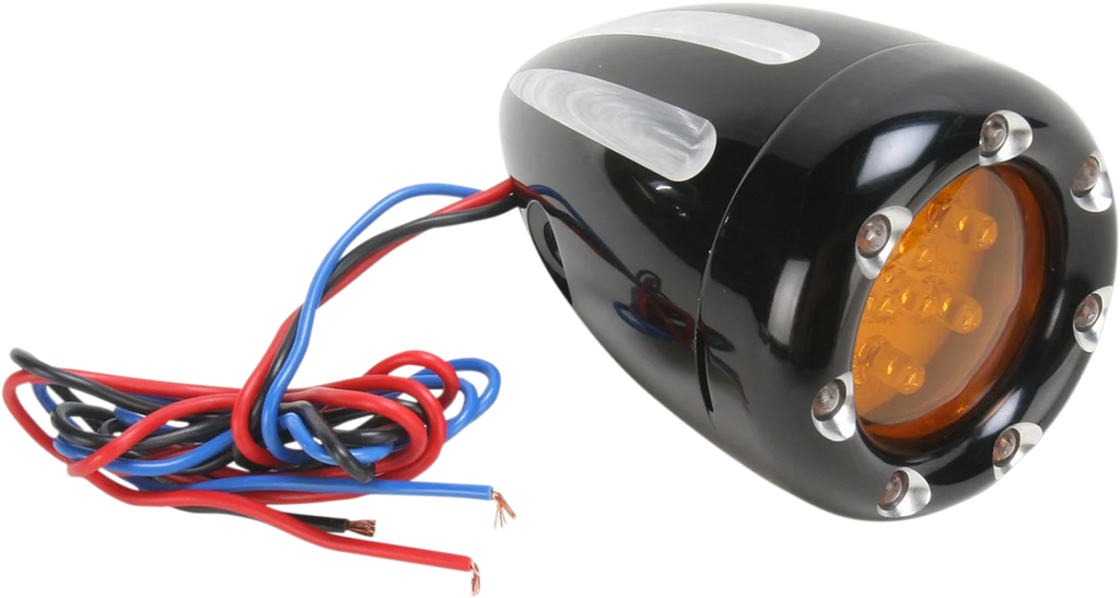 Arlen Ness LED Deep Cut Signals - Black/Amber - Amber Ring 12-753 - Detail View