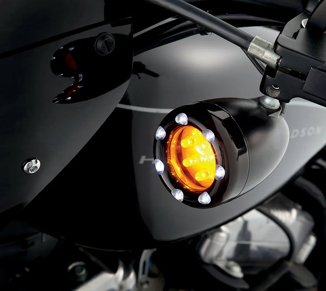 Arlen Ness LED Light Kit for Factory Turn Signal Housing - Amber/White - Black 12-759 - Side View