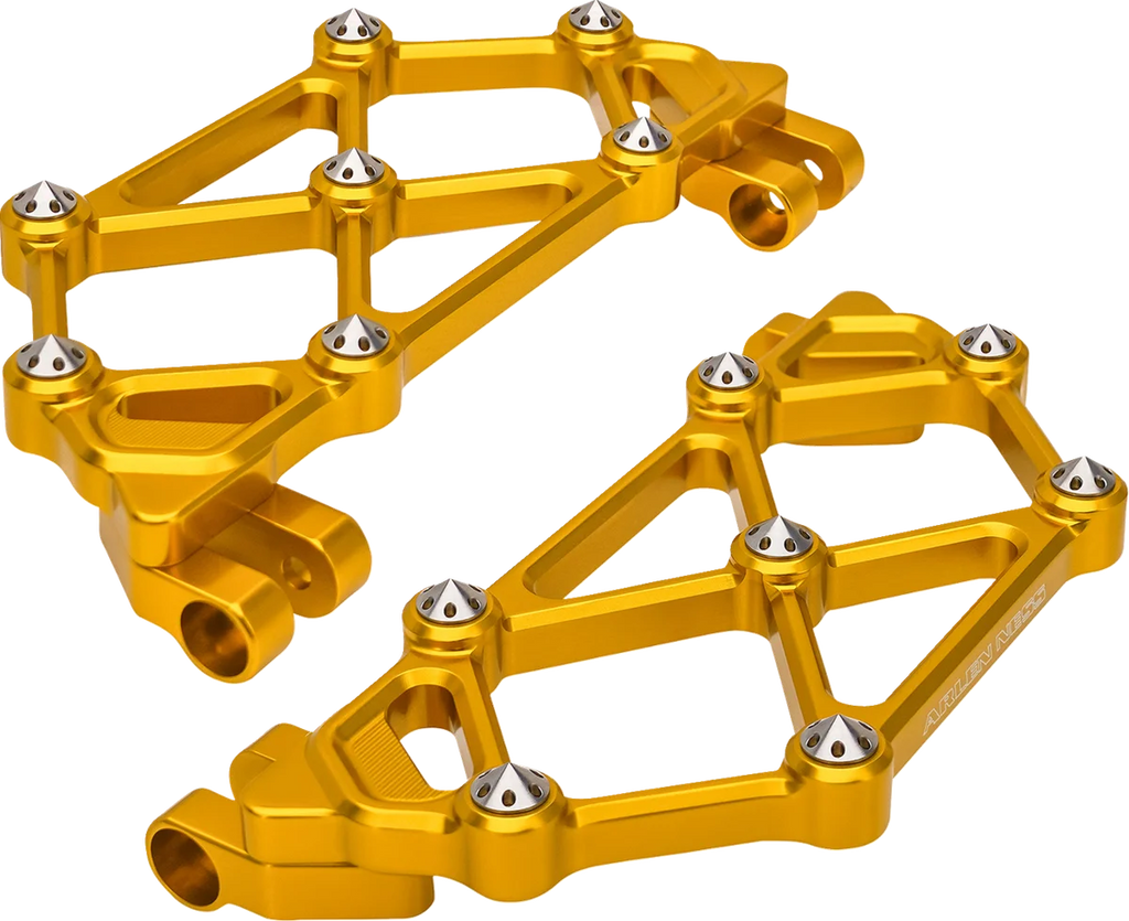 Arlen Ness Mini Diamond Floorboards - Driver - Gold - FLT - Main Product View