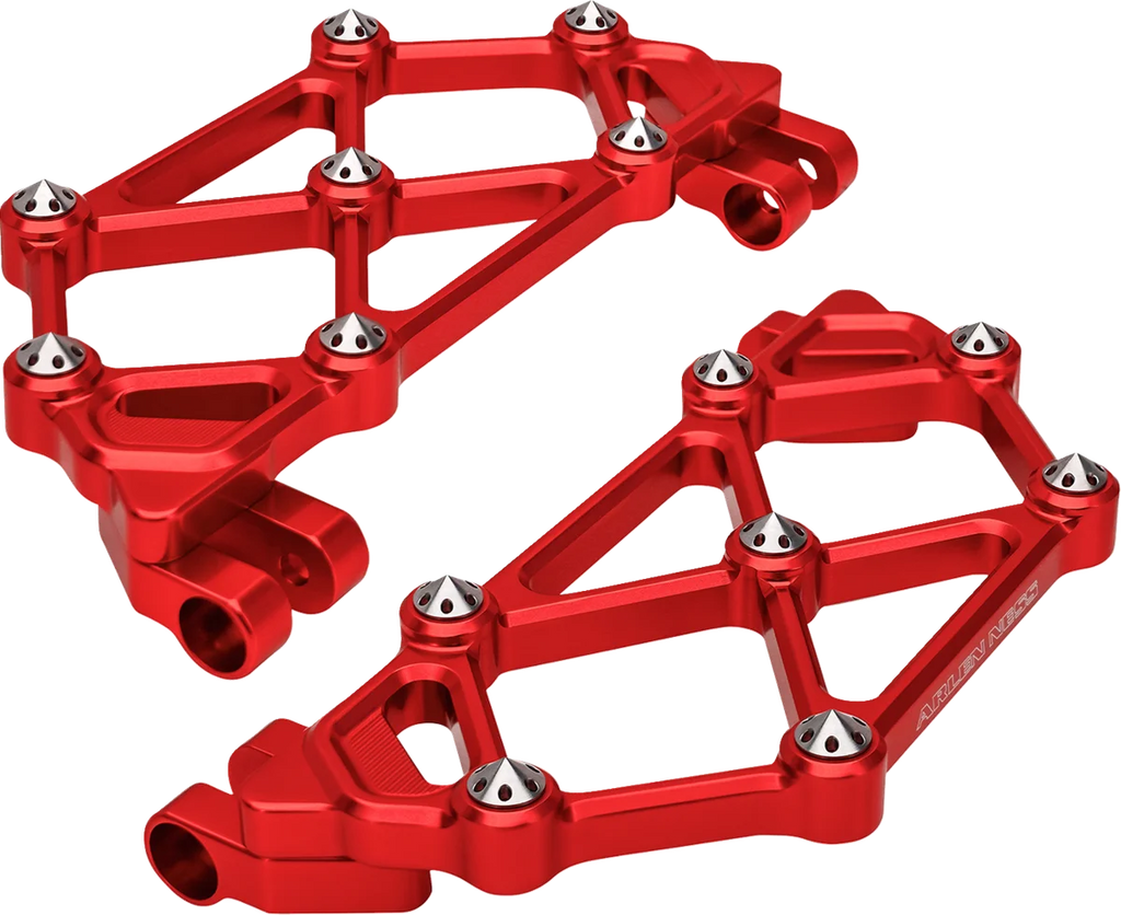 Arlen Ness Mini Diamond Floorboards - Driver - Red - FLT - Main Product View