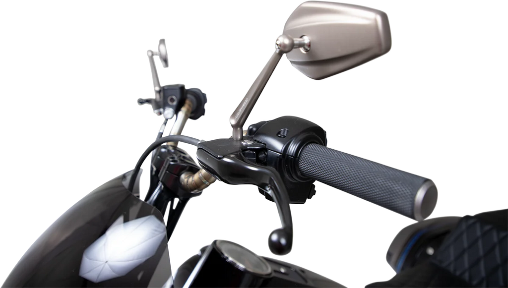 Arlen Ness Mirror - Mini Stocker - Side View - Oval - Titanium - Left 13-168 - Side View