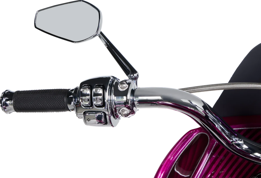 Arlen Ness Mirror - Mini/Stocker - Side View - Hexagon - Chrome - Left 13-157 - Additional View 5