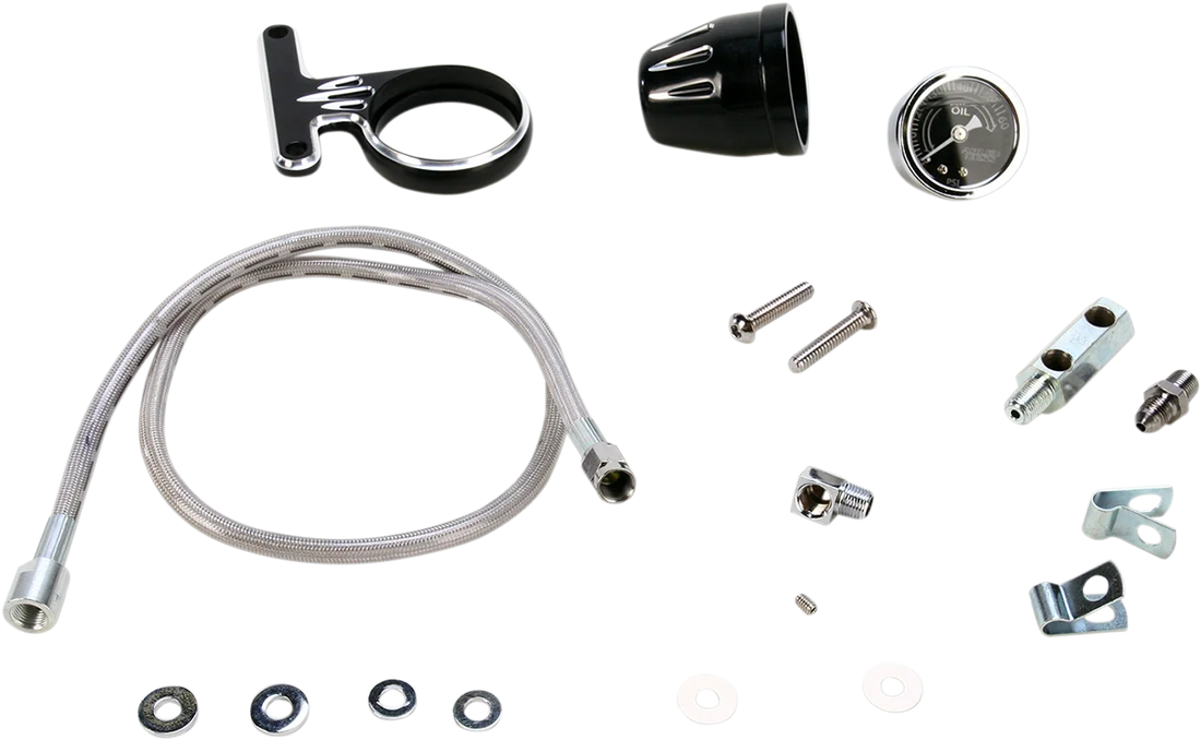 Arlen Ness Oil Pressure Gauge Kit - Deep Cut - Black 15-667 - Side View