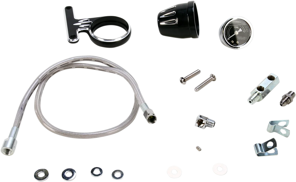 Arlen Ness Oil Pressure Gauge Kit - Deep Cut - Black 15-667 - Side View