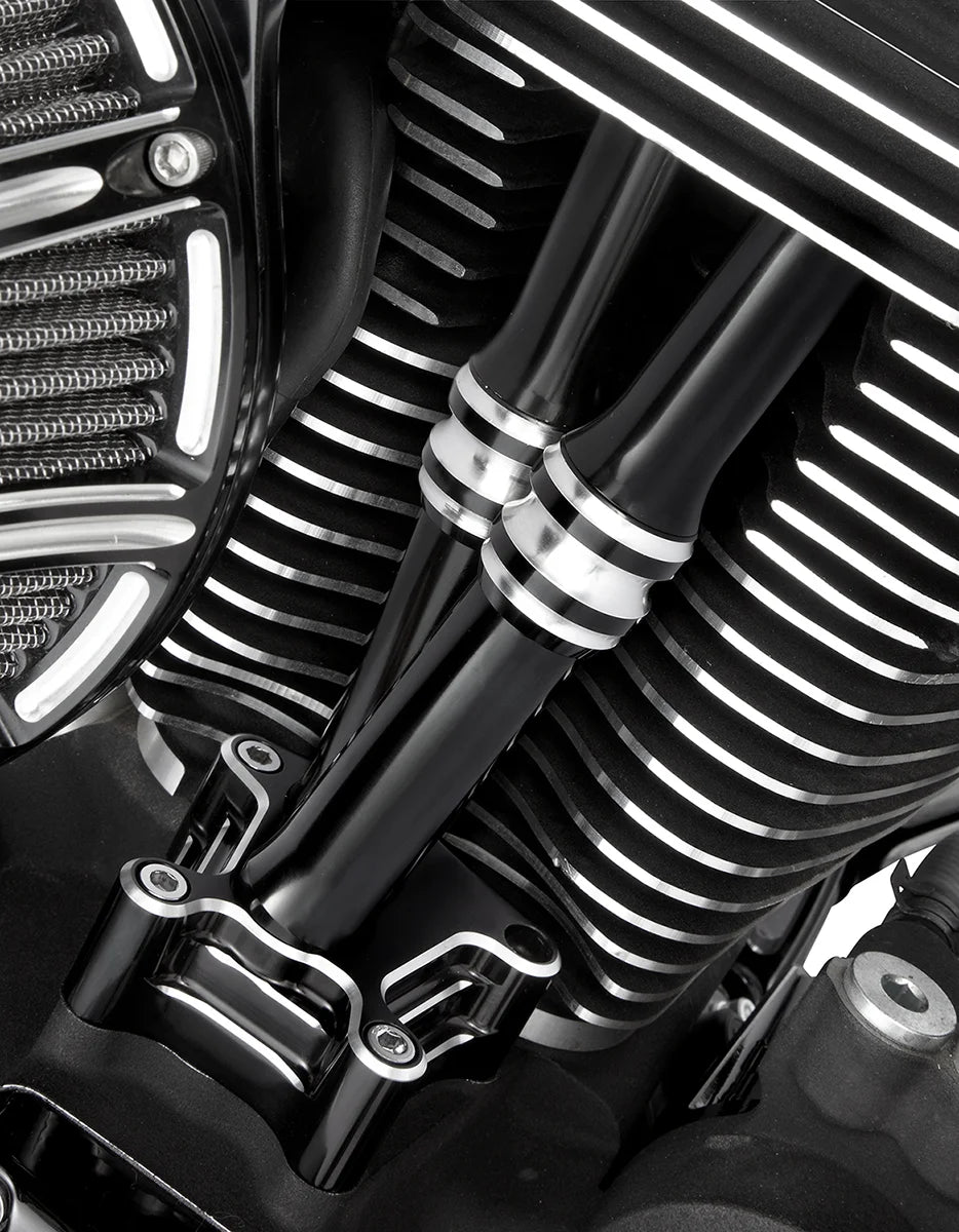Arlen Ness Pushrod Tube Cover Kit - 10 Gauge® - Black - Twin Cam 03-633 - Back View