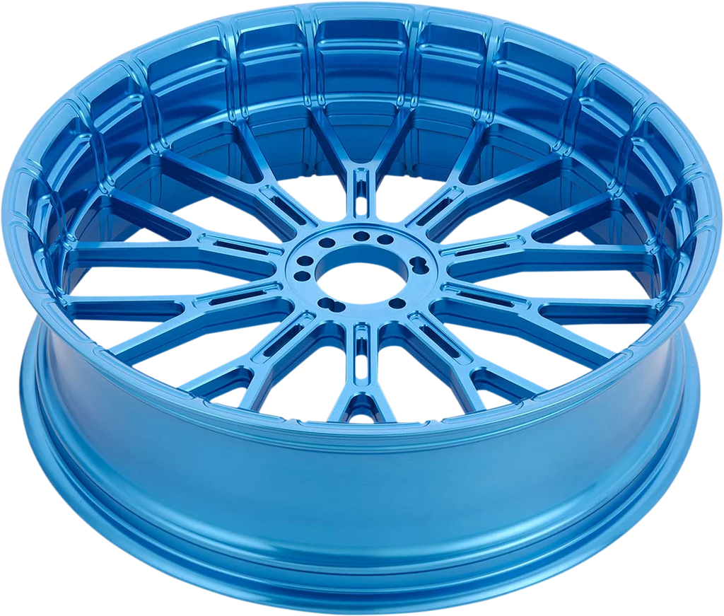 Arlen Ness Rim - Y-Spoke - Rear - Blue - 18x5.5 71-544 - Installation View
