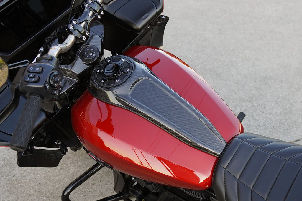 Arlen Ness Tank Dash Panel - Carbon Fiber - FLTRX / FLHX 220-011 - Side View