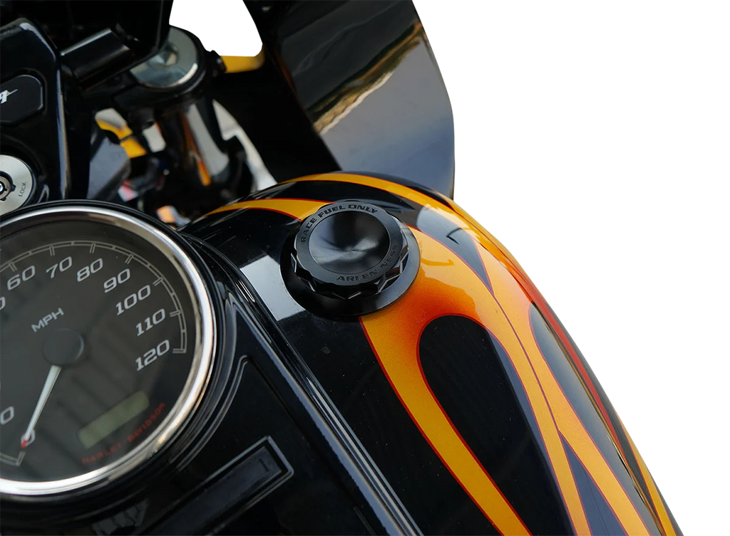 Arlen Ness Vented Gas Cap - 12 Point - Black 701-010 - Side View