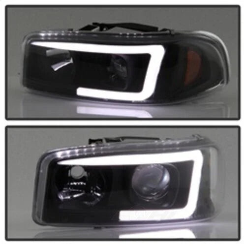 Auto Signature) Projector Headlights Version 2 Light Bar DRL Black 5084521 fits 1999-2007 GMC Sierra 1500 / 1999-2006 GMC ...