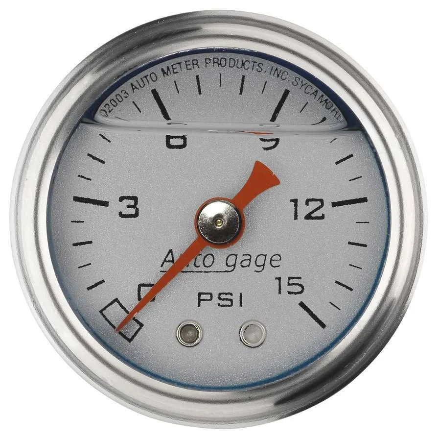 AutoMeter 1-1/2in Pressure Gauge - 0-15psi - Silver Face 2178