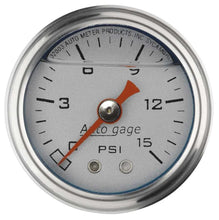 Load image into Gallery viewer, AutoMeter 1-1/2in Pressure Gauge - 0-15psi - Silver Face 2178