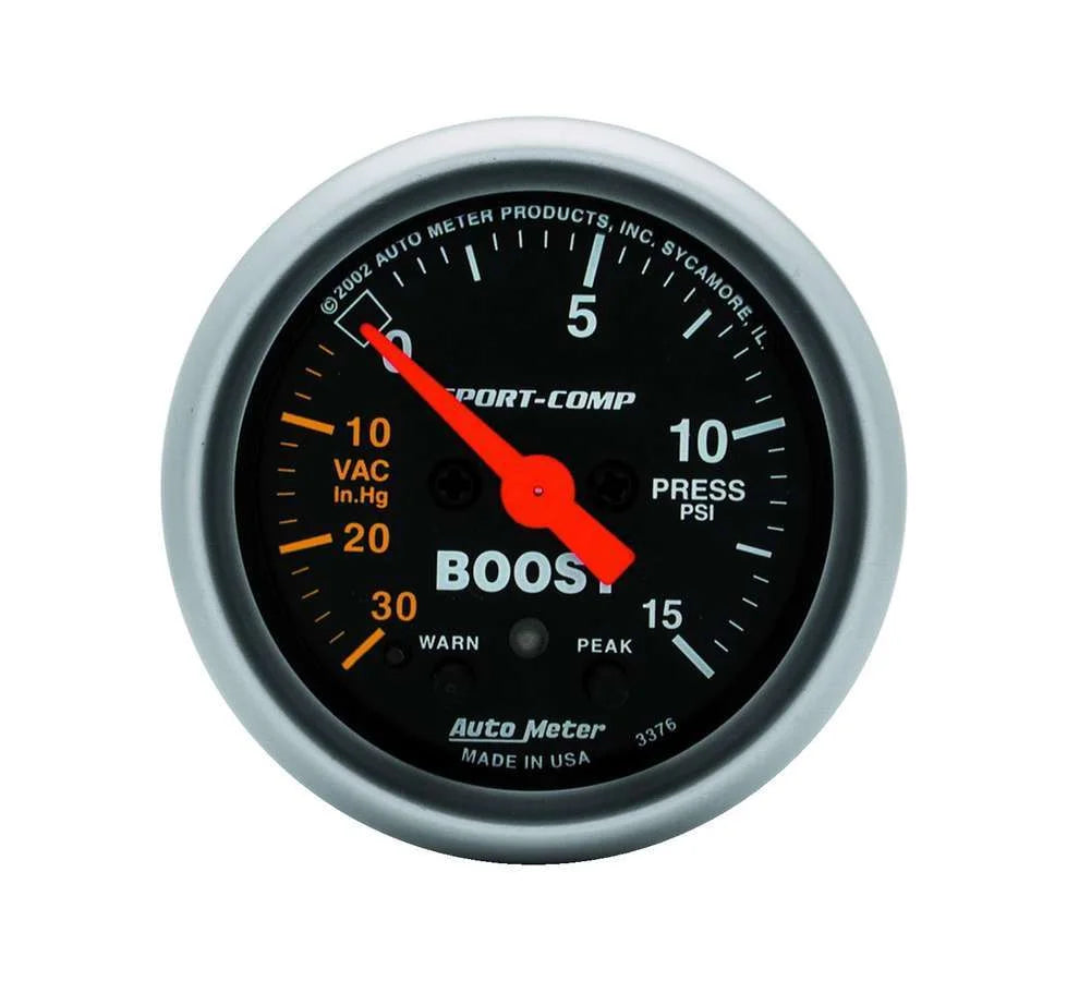 AutoMeter 2-1/16in S/C Boost/Vac. Gauge 30in/15psi 3376