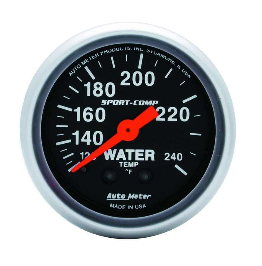 AutoMeter 2-1/16in Sport-Comp Water Temp.Gauge 120-240 3333
