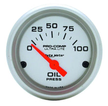 Load image into Gallery viewer, AutoMeter 2-1/16in U/L Oil Pressure Gauge 0-100psi 4327