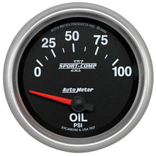Load image into Gallery viewer, AutoMeter 2-5/8 SC II Oil Press Gauge 100 PSI - Electric