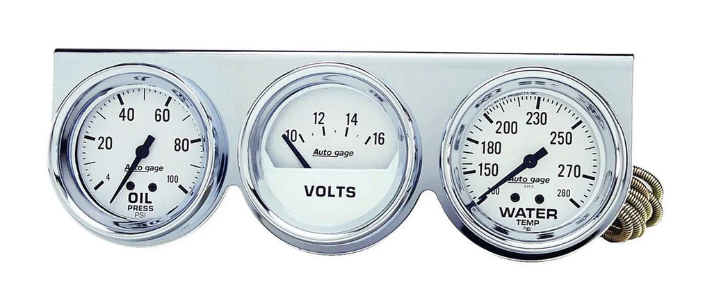 AutoMeter 2-5/8in Oil/Volt/Water Chrome Console 2329