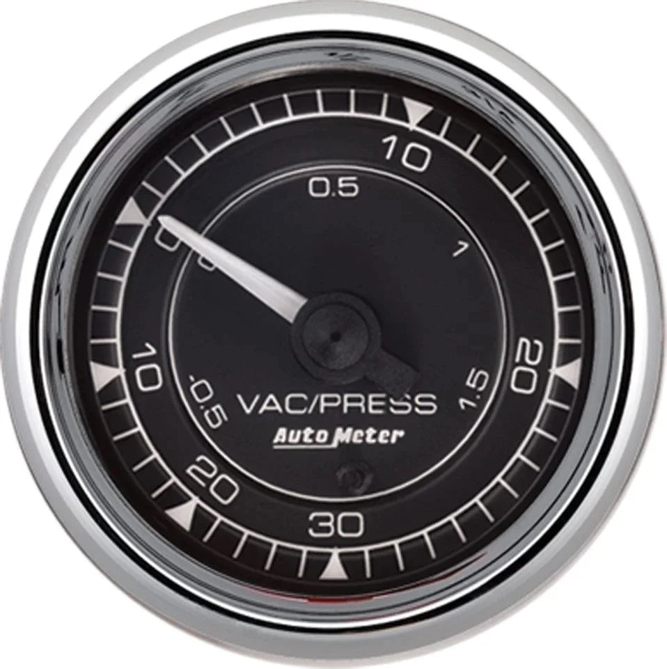 AutoMeter 2/16 Chrono Chrome Gauge Vac/Boost  30HG/30PSI 9703