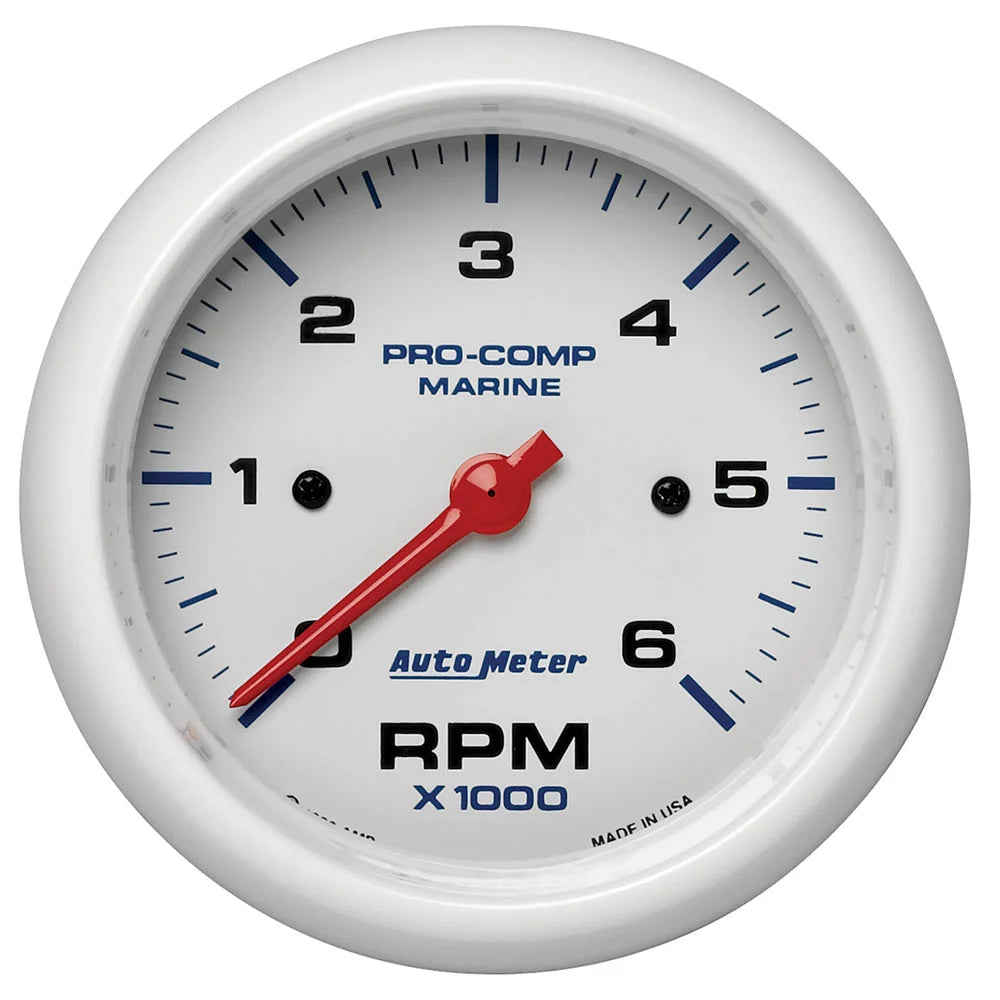 AutoMeter 3-3/8 Tach 6000 RPM White Phantom Series 200752