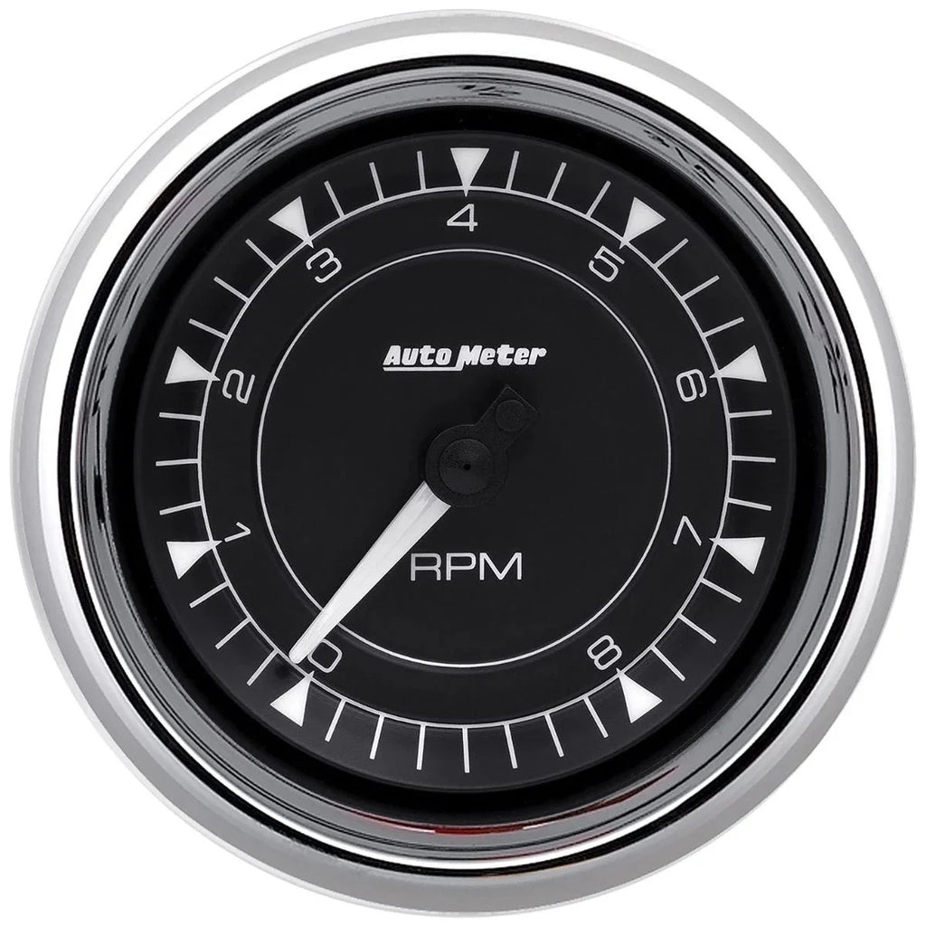AutoMeter 3-3/8 Tach Chrono Chrome 8K RPM In-Dash