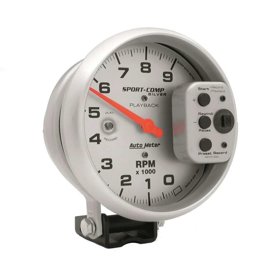 AutoMeter 5in S/C Silver 9000 RPM Playback Tach 3964