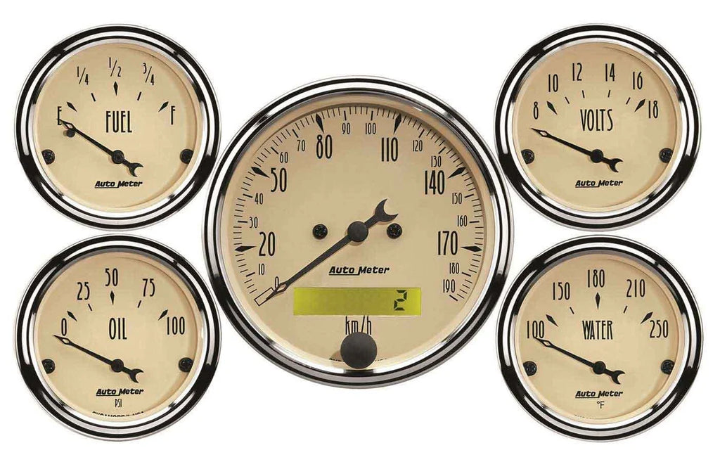 AutoMeter A/B 5 pc. Gauge Kit w/ Elec. Speedo - Metric 1809-M