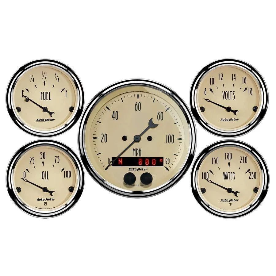 AutoMeter Antique Beige Gauge Kit w/ GPS Speedo 1850
