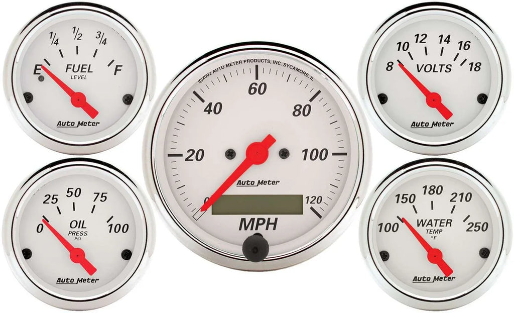 AutoMeter Arctic White Gauge Kit w/ Red Pointer 1302