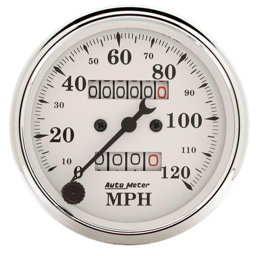 AutoMeter Old Tyme White 3 1/8in 120MPH Mech. Speedo