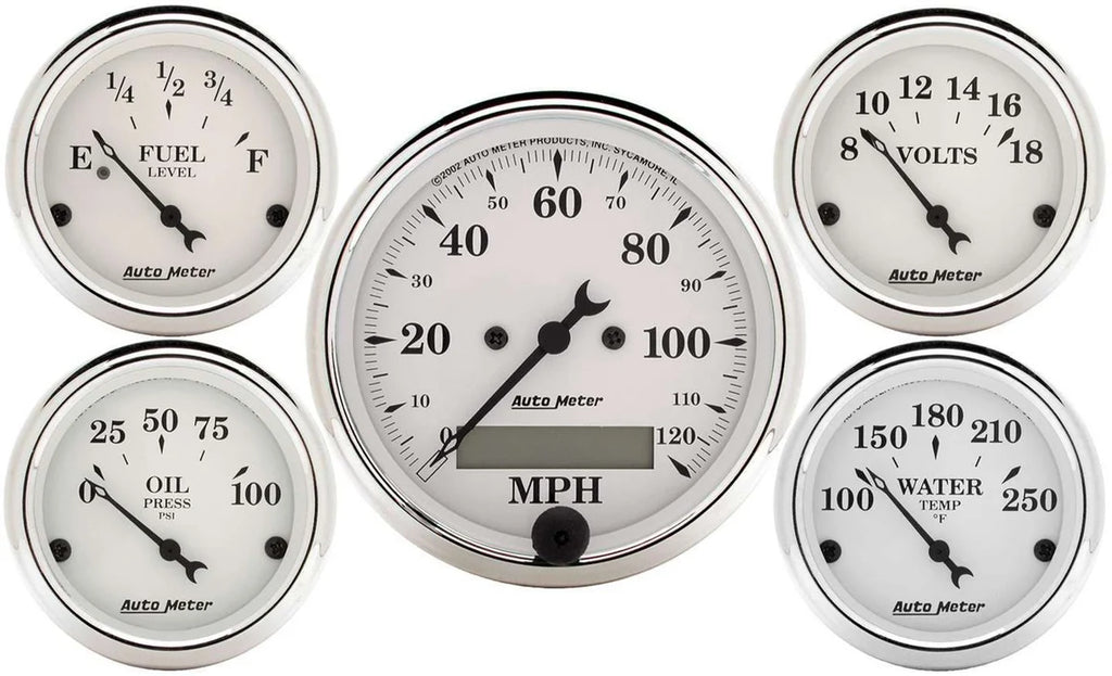 AutoMeter Old Tyme White Gauge Kit Elec. Speedo 1602