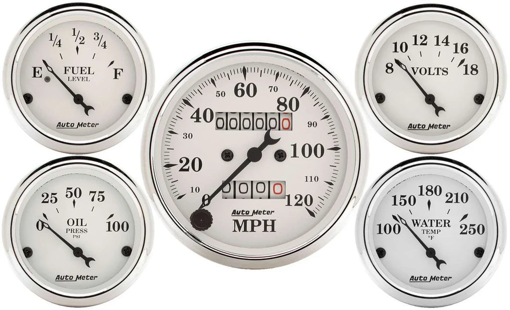 AutoMeter Old Tyme White Gauge Kit Mech Speedo 1601