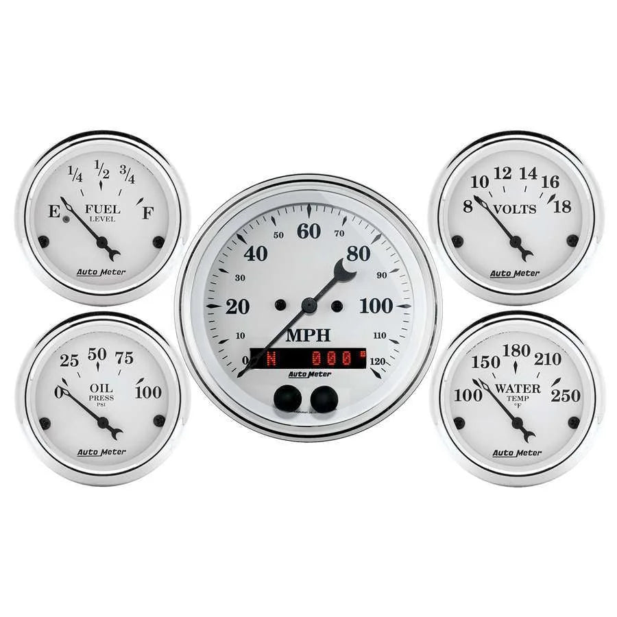 AutoMeter Old Tyme White Gauge Kit w/GPS Speedo