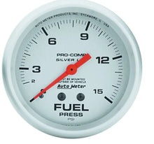 Load image into Gallery viewer, AutoMeter Pro Comp 2-5/8in Silver Liq-Fill Fuel 0-15 PSI 4611