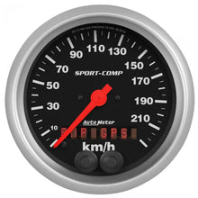 Load image into Gallery viewer, AutoMeter Speedometer 3-3/8in 225KM/H Sport-Comp 3982-M