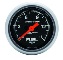 Load image into Gallery viewer, AutoMeter Sport Comp 2 1/16in Fuel 0-15 PSI Elec.