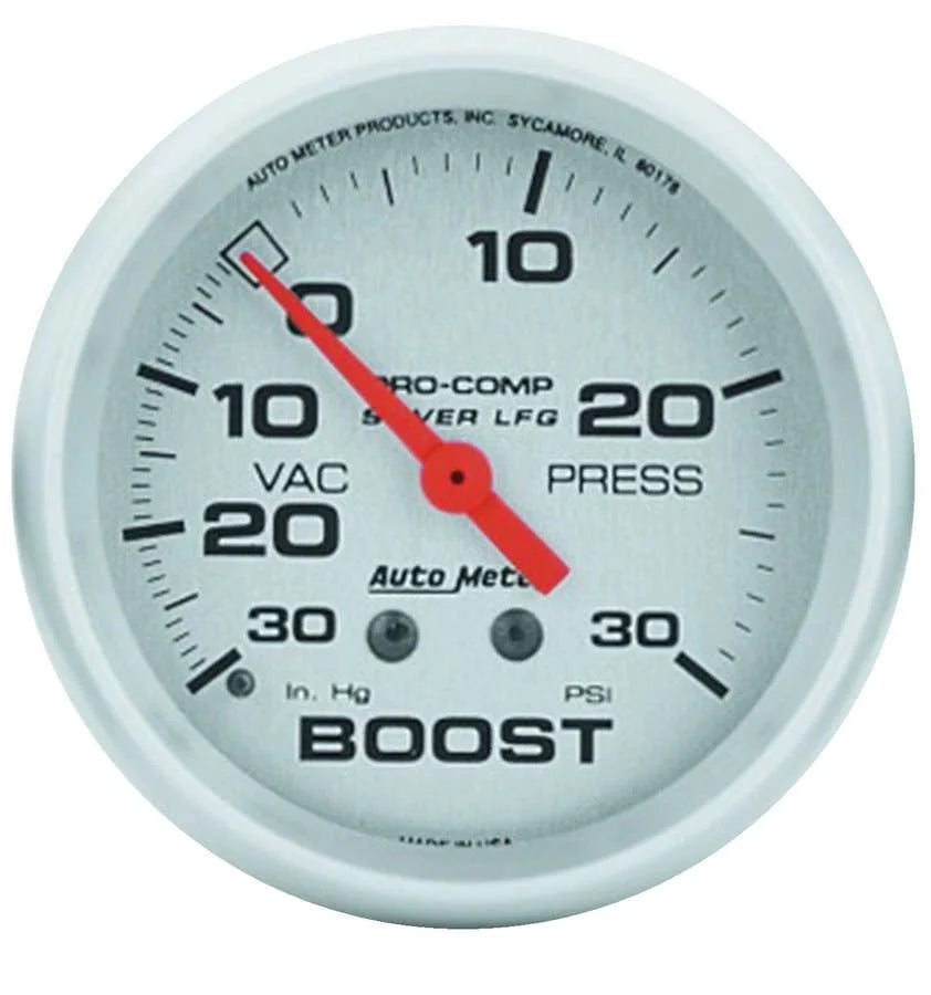 AutoMeter U/L 2-5/8in Silver Liq-Fill Boost 30/30 4603