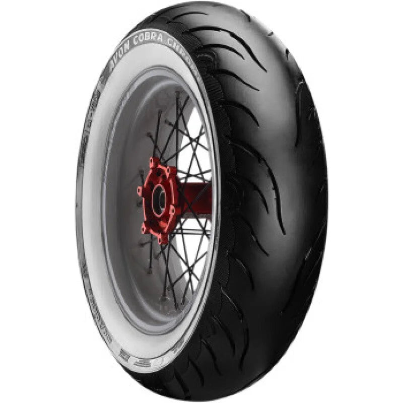 Avon Cobra Chrome AV92 White Sidewall Rear Tire - 150/80-16 77V 1DK - Side View