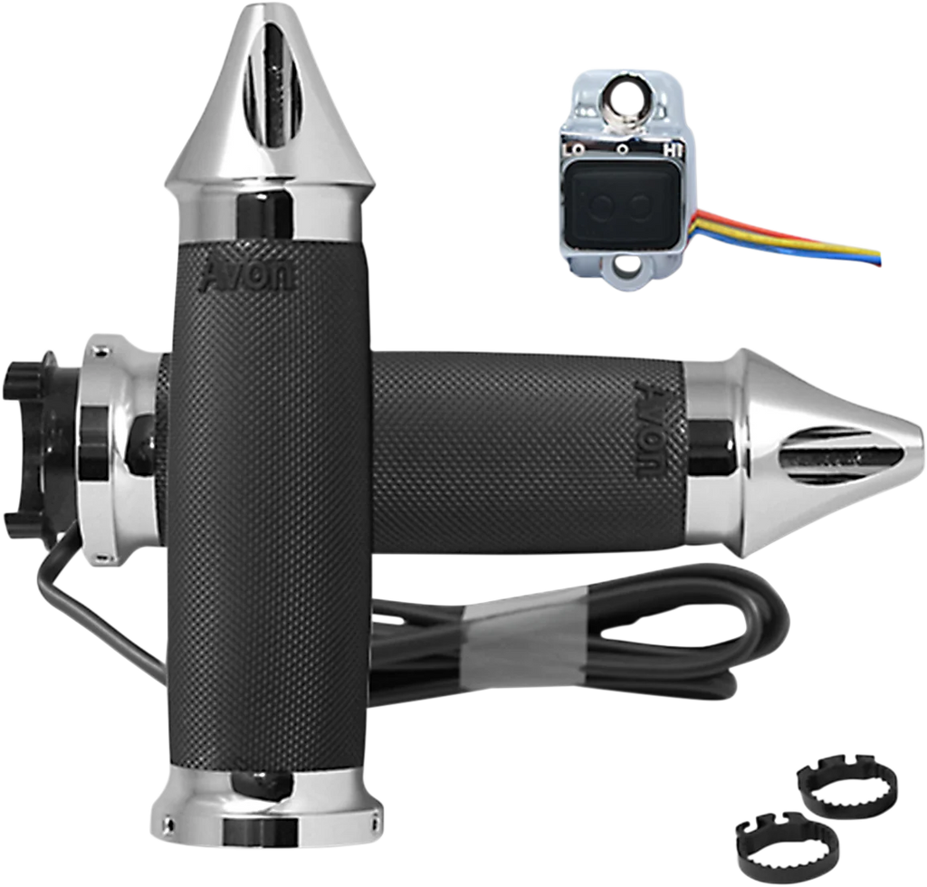 Avon Grips Grips - Heated - Custom Contour - Metric - Spike - Chrome MT-CC-85C-SP-HT - Main Product View