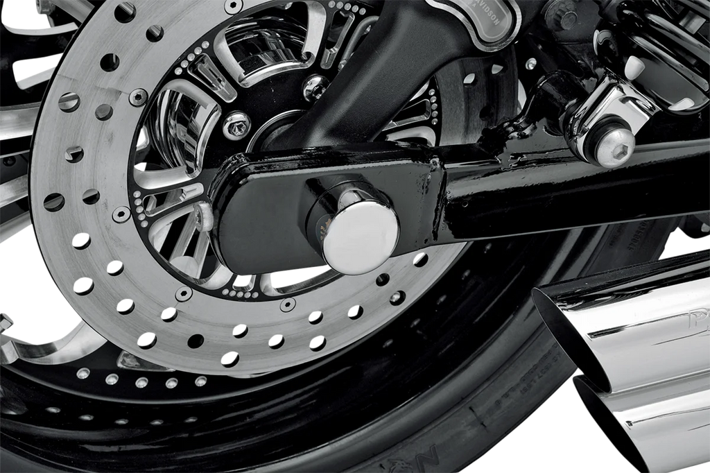Axle Caps - Chrome - Rear DragSpecialties W16-0332 - Side View