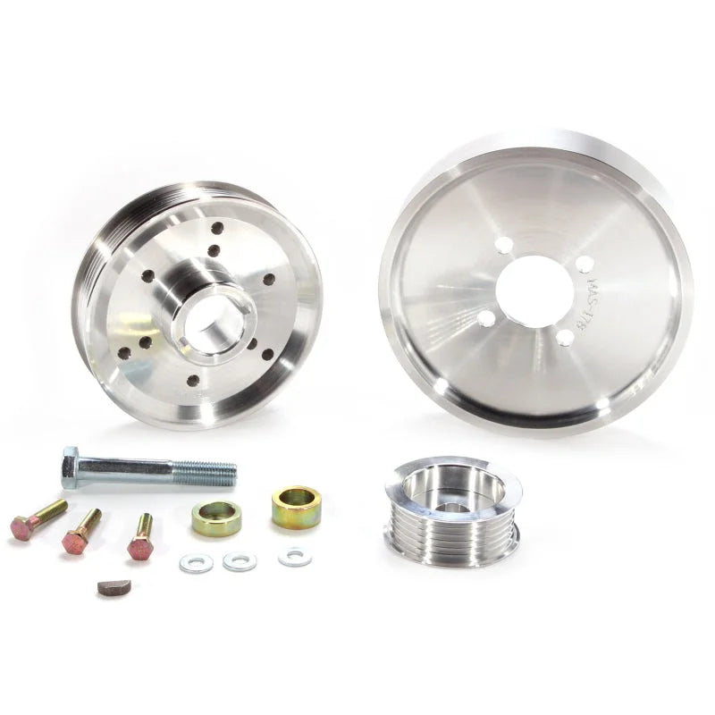 BBK 02-04 Mustang 4.6 GT Underdrive Pulley Kit - Lightweight CNC Billet Aluminum (3pc) - Main Product View