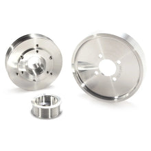 Load image into Gallery viewer, BBK 02-04 Mustang 4.6 GT Underdrive Pulley Kit - Lightweight CNC Billet Aluminum (3pc) - Side View