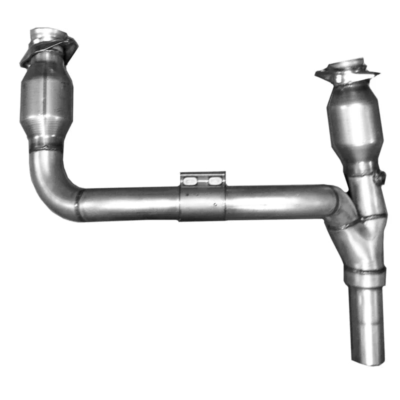 BBK 07-11 Jeep 3.8 V6 Long Tube Exhaust Headers And Y Pipe And Converters - 1-5/8 Chrome - Side View