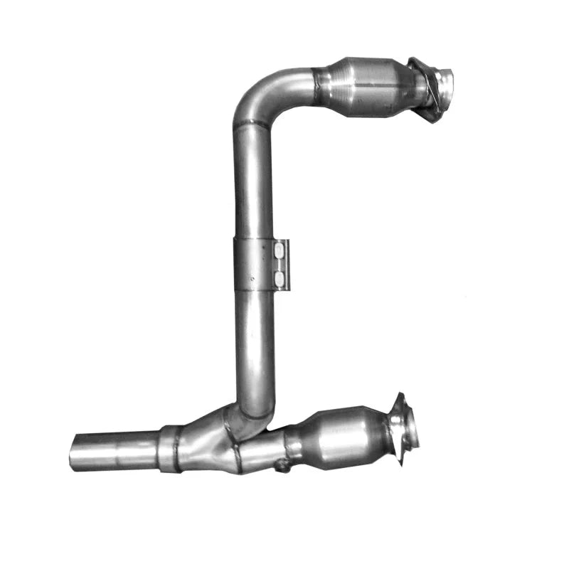 BBK 07-11 Jeep 3.8 V6 Long Tube Exhaust Headers And Y Pipe And Converters - 1-5/8 Silver Ceramic - Side View