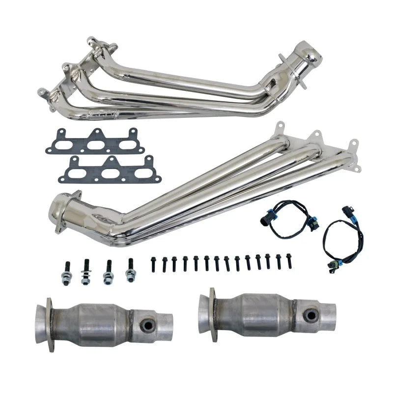 BBK 10-11 Camaro V6 Long Tube Exhaust Headers With Converters - 1-5/8 Chrome - Main Product View