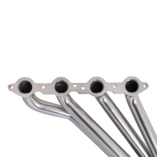 Load image into Gallery viewer, BBK 10-15 Camaro LS3 L99 Long Tube Exhaust Headers With Converters - 1-3/4 Silver Ceramic - Back View