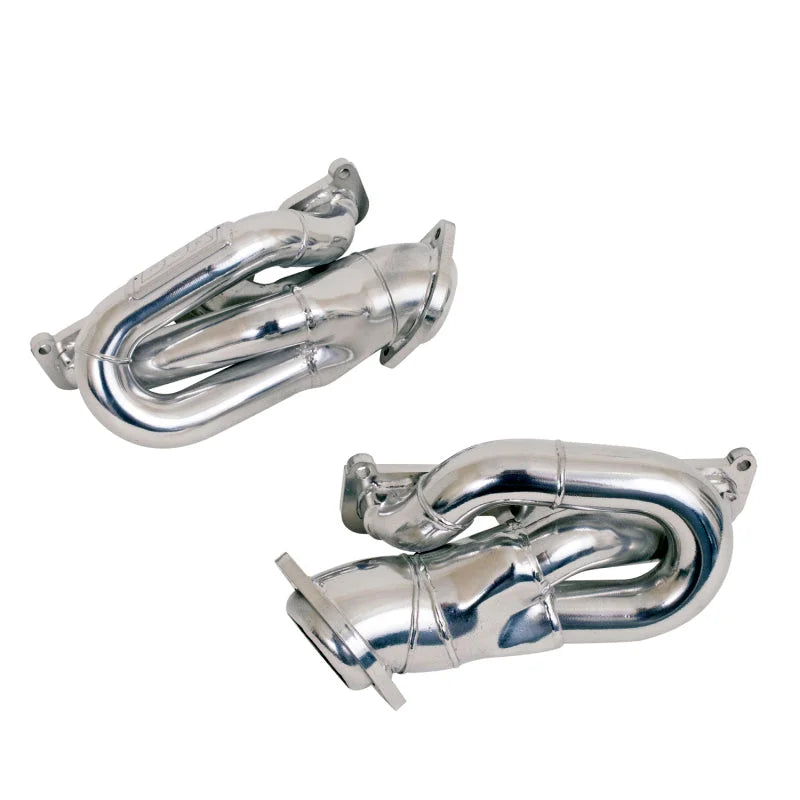 BBK 11-15 Ford Mustang 3.7L Shorty Tuned Length Headers - 1-5/8 Silver Ceramic (CARB EO 11-14 Only) - Back View