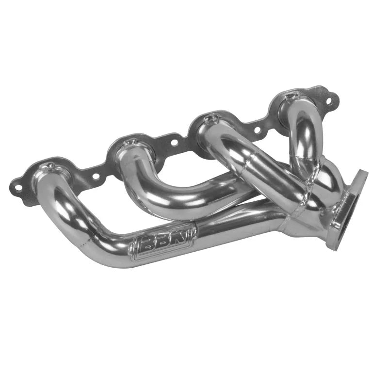 BBK 14-18 GM Truck 5.3/6.2 1 3/4in Shorty Tuned Length Headers - Polished Silver Ceramic - Side View