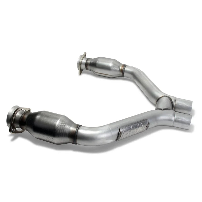 BBK 2015-16 Mustang V6 Short Mid H Pipe With Converters (To Be Used With 1642 Series Headers) - Back View